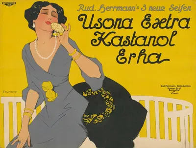 Rudolf Herrmanns 3 neue Seifen. Usona Extra. Kastanol. Erha by Фриц Румпф, 1910 - 1913 — digital art print download