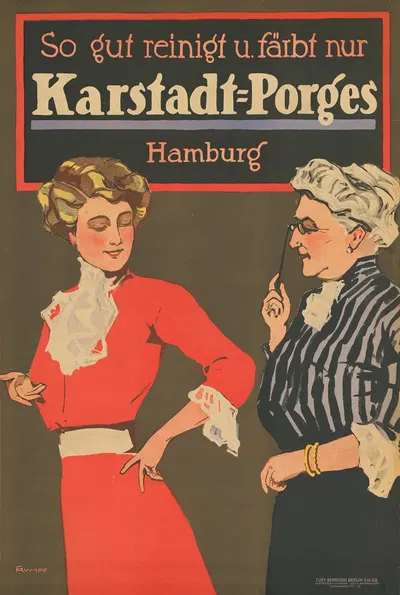 So gut reinigt und färbt nur Karstadt-Porges. Hamburg by Фриц Румпф, 1913 — digital art print download