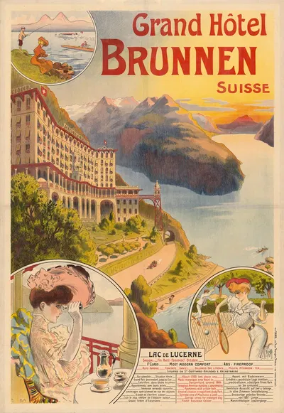 Grand Hotel Brunnen Suisse by Жорж Мёнье, 1905 — digital art print download