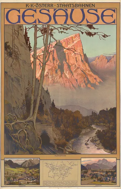 K und K Österreichische Staatsbahnen. Gesäuse by Gustav Jahn, 1900 - 1909 — digital art print download