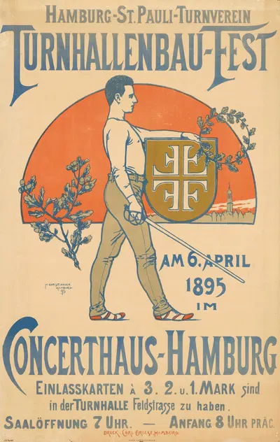 Hamburg-St.Pauli-Turnverein Turnhallenbau-Fest by Ханс Кристиансен, 1895 — digital art print download