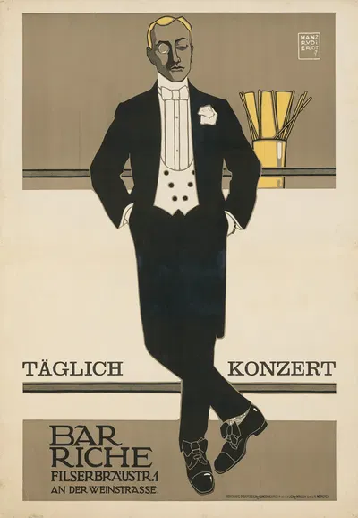Bar Riche. Täglich Konzert by Ханс Руди Эрдв, 1907 — digital art print download