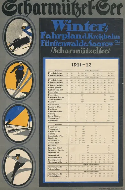 Scharmützel- See, Winterfahrplan der Kreisbahn Fürstenwalde Saarow by Hans Rudi Erdt, 1911 — digital art print download