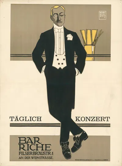 Täglich Konzert Bar Riche Filserbräustrasse by Hans Rudi Erdt, 1907 — digital art print download