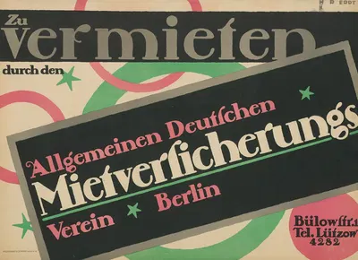 Zu vermieten durch den Allgemeinen Deutschen Mietversicherungsverein by Hans Rudi Erdt, 1911 — digital art print download
