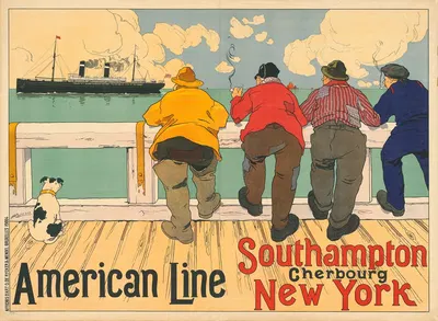 American Line. Southampton – Cherbourg – New York by Анри Кассье, 1900 — digital art print download