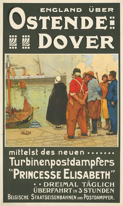 Turbinen-Postdampfer nach England über Ostende – Dover by Анри Кассье, 1900 — digital art print download