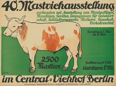40. Mastviehausstellung im Zentral-Viehhof Berlin by Hollerbaum & Schmidt, 1908 — digital art print download
