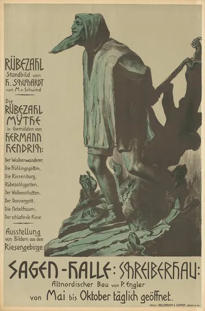 Rübezahl Standbild von H. Schuchardt nach Moritz von Schwind. Die Rübezahl Mythe in Gemälden von Hermann Hendrich…