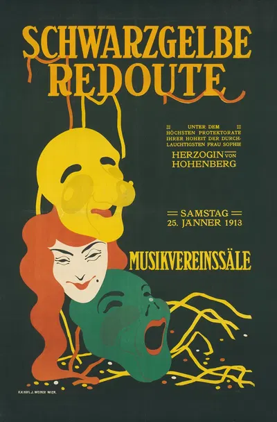 Schwarzgelbe Redoute. Musikvereinssäle by Дж. Вайнер, 1913 — digital art print download