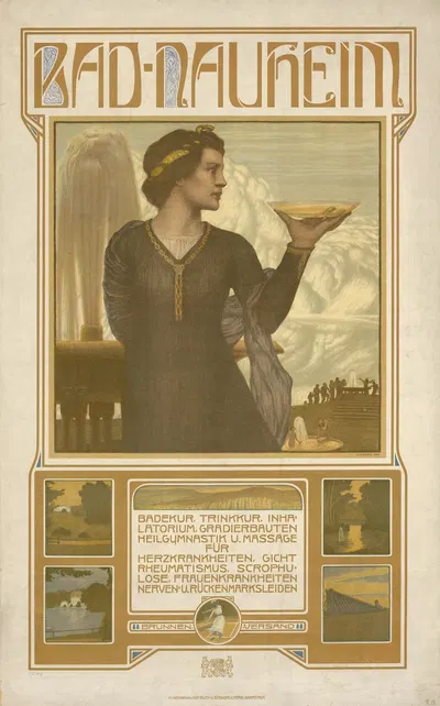 Bad Nauheim. Badekur, Trinkkur, Inhalatorium, Gradierbauten, Heilgymnastik und Massage by Иоганн Винценц Цисзарз, 1904 —…