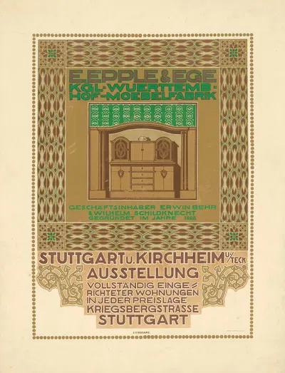 E. Epple & Ege. Ausstellung Königliche Württembergische Hof-Möbelfabrik by Иоганн Винценц Цисзарз, 1906 — digital art print…