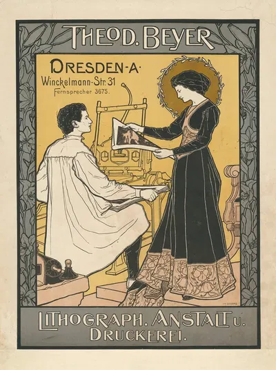Theodor Beyer Dresden Lithographische Anstalt und Druckerei by Иоганн Винценц Цисзарз, 1897 — digital art print download