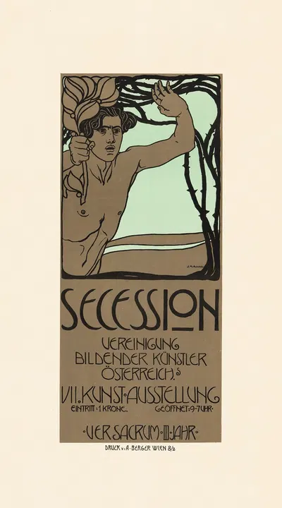 Plakat für die 7. Ausstellung der Secession by Josef Maria Auchentaller, 1900 — digital art print download
