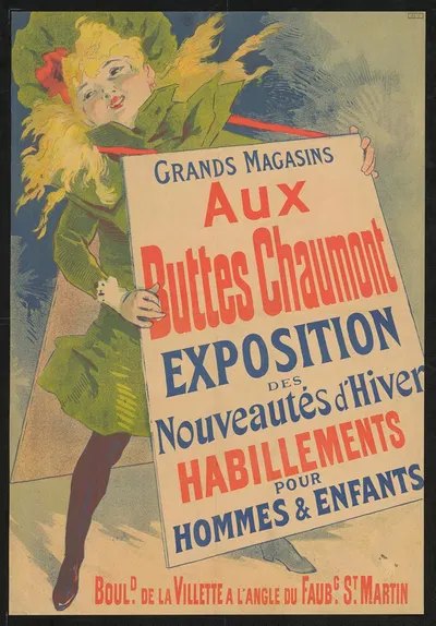 Grand Magazins Aux Buttes Chaumont. Exposition des nouveautés d'hiver by Жюль Шере, 1890 — digital art print download