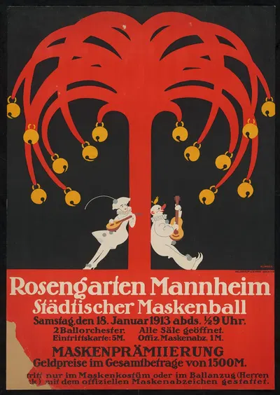 Städtischer Maskenball im Rosengarten Mannheim by Юлий Клингер, 1913 — digital art print download