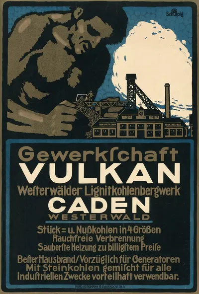 Gewerkschaft Vulkan Westerwälder Lignitkohlenbergwerk Caden Westerwald by Karl Schulpig, 1913 — digital art print download