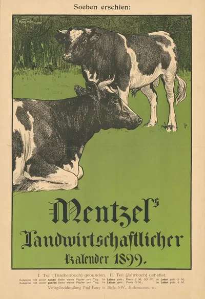 Soeben erschien; Mentzel's Landwirtschaftlicher Kalender 1899 by Karl Wagner, 1898 — digital art print download