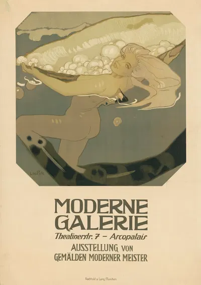 Moderne Galerie, Ausstellung von Gemälden Moderner Meister by Leo Putz, 1909 — digital art print download