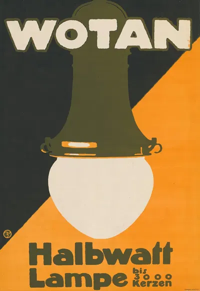 Wotan Halbwatt Lampe by Leonhard Friedrich Fries, 1913 — digital art print download