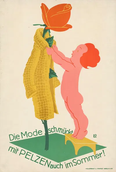 Die Mode schmückt mit Pelzen auch im Sommer by Louis Oppenheim, 1910 — digital art print download