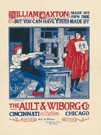 William Caxton Made His Own Ink by The Ault & Wiborg Co. by Louis Rhead, 1896 — digital art print download