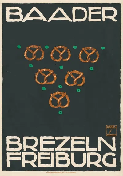 Baader Brezeln Freiburg by Ludwig Hohlwein, 1913 — digital art print download