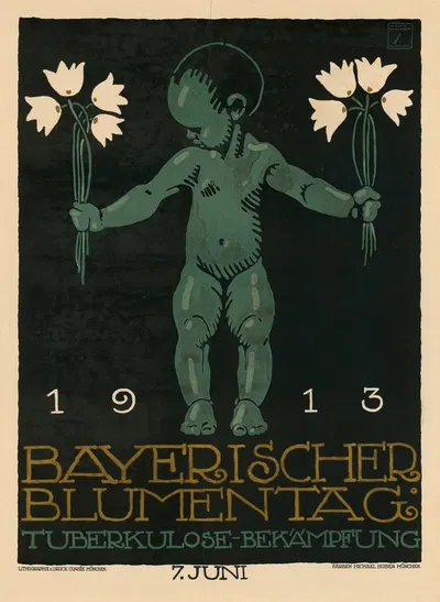 Bayrischer Blumentag. Tuberkulose-Bekämpfung 1913 by Ludwig Hohlwein, 1913 — digital art print download