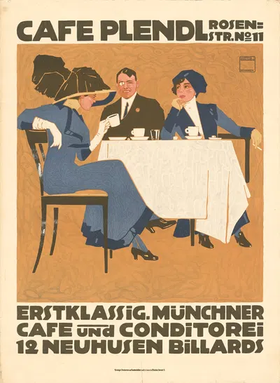 Café Plendl. Münchner Cafe und Konditorei by Ludwig Hohlwein, 1911 — digital art print download