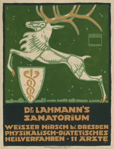 Dr. Lahmann's Sanatorium Weisser Hirsch Dresden by Ludwig Hohlwein, 1911 — digital art print download