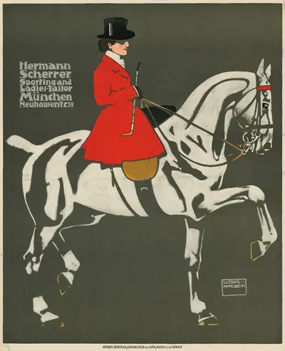 Hermann Scherrer. Sporting and Ladies-Tailor. München by Ludwig Hohlwein, 1908 — digital art print download