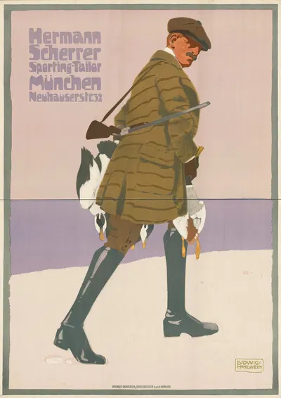 Herrmann Scherrer Sporting-Tailor München by Ludwig Hohlwein, 1907 — digital art print download