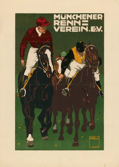 Münchener Rennverein e. V. by Ludwig Hohlwein, 1910 — digital art print download