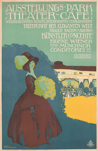 Ausstellungs-Park. Theater-Cafe by Ludwig Lutz Ehrenberger, 1910 — digital art print download