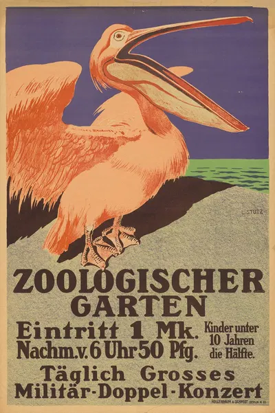 Zoologischer Garten Berlin Täglich Grosses Militär-Doppel-Konzert by Ludwig Stutz, 1914 — digital art print download