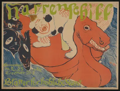 Narrenschiff Plakat by Martin Brandenburg, 1898-1899 — digital art print download