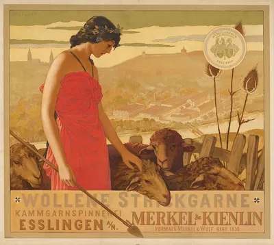 Wollene Strickgarne Kammgarnspinnerei. Merkel & Kienlin Esslingen by Max Laeuger, 1895 — digital art print download