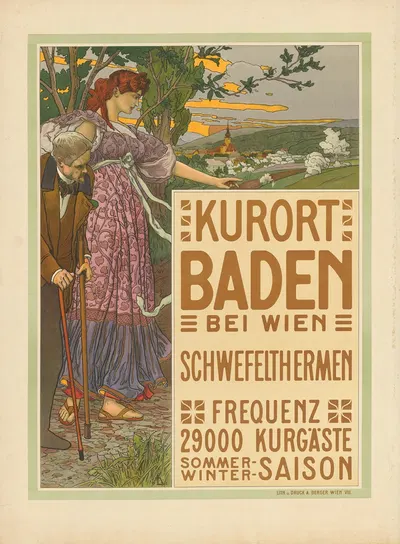 Kurort Baden bei Wien by Maximilian Lenz, 1901 — digital art print download
