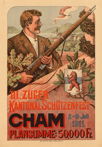 III. Zuger Kantonalschützenfest Cham 1911 by Orell Füssli AG, 1911 — digital art print download