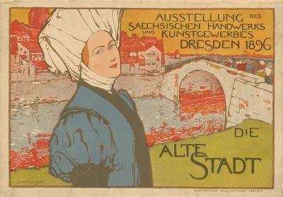 Die alte Stadt. Ausstellung des sächsischen Handwerks und Kunstgewerbes by Otto Fischer, 1896 — digital art print download