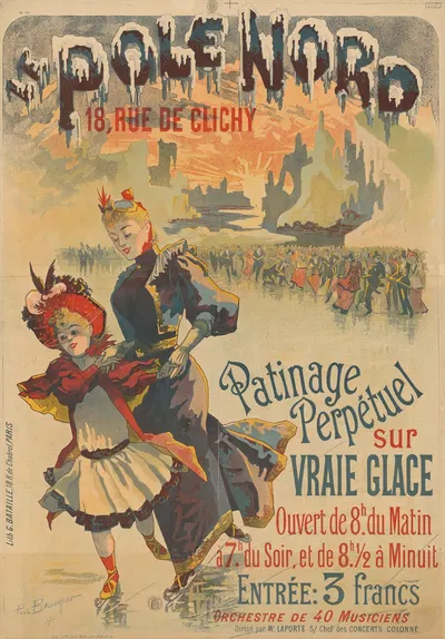 Le Pole Nord. Patinage perpétuel sur vraie glace by Поль Баллерио, 1893 — digital art print download