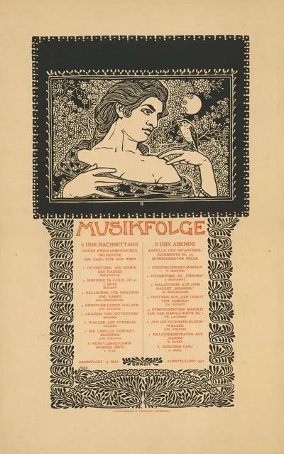 Musikfolge. Neues Philharmonisches Orchester Dir. Carl Stix aus Wien by Поль Бюрк, 1901 — digital art print download
