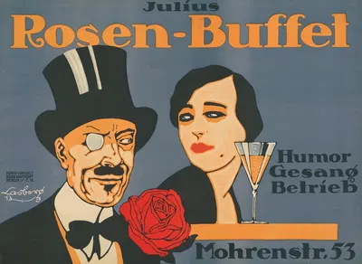 Julius Rosen-Buffet Humor Gesang Betrieb Mohrenstraße 53 Berlin by Paul Casberg-Krause, 1913 — digital art print download
