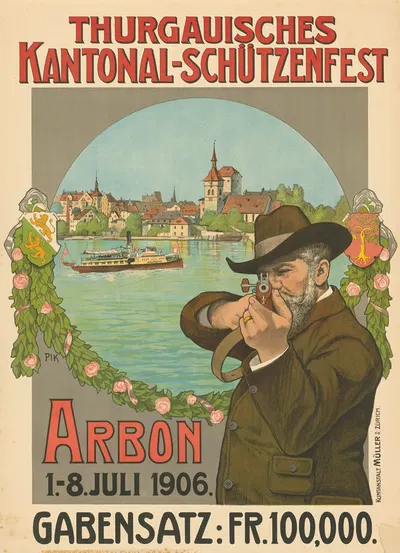 Thurgauisches Kantonal-Schützenfest. Arbon 1906 by Paul Krawutschke, 1906 — digital art print download