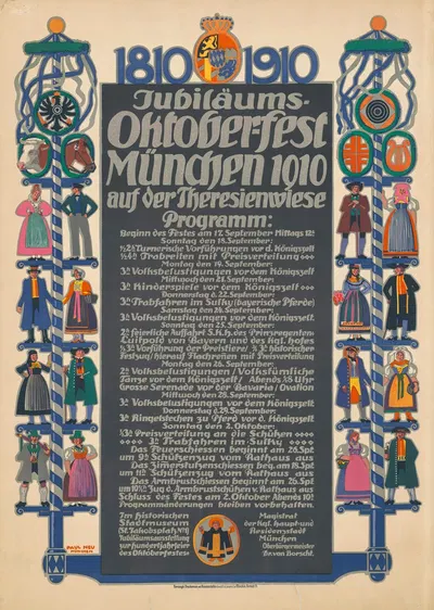 Jubiläums-Oktoberfest München 1910 by Paul Neu, 1910 — digital art print download