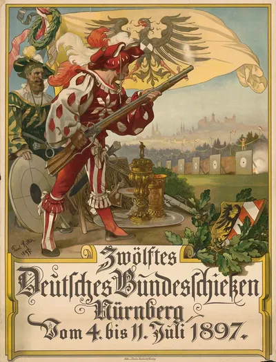Zwölftes Deutsches Bundesschießen Nürnberg by Paul Ritter, 1897 — digital art print download