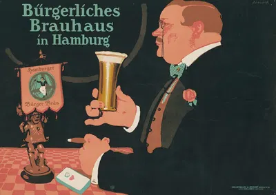 Bürgerliches Brauhaus in Hamburg. Hamburger Bürgerbräu by Поль Шойрих, 1912 — digital art print download
