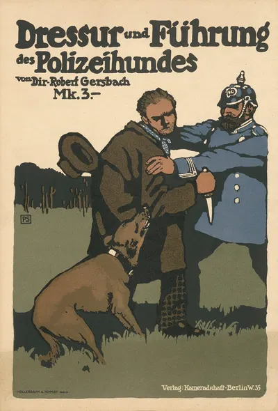 Dressur und Führung des Polizeihundes von Dir. Robert Gersbach by Поль Шойрих, 1910 — digital art print download