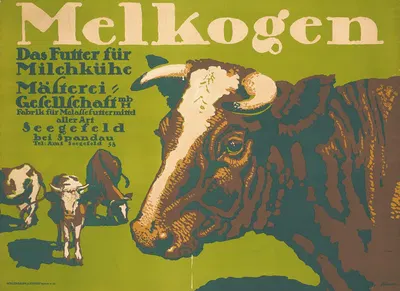 Melkogen, Das Futter für Milchkühe, Mästerei Gesellschaft by Поль Шойрих, 1913 — digital art print download