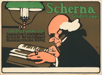 Scherna Glühstrumpf. Selbstzündend by Поль Шойрих, 1909 — digital art print download